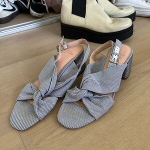 J. Crew Sparkly Striped Heels with Bow